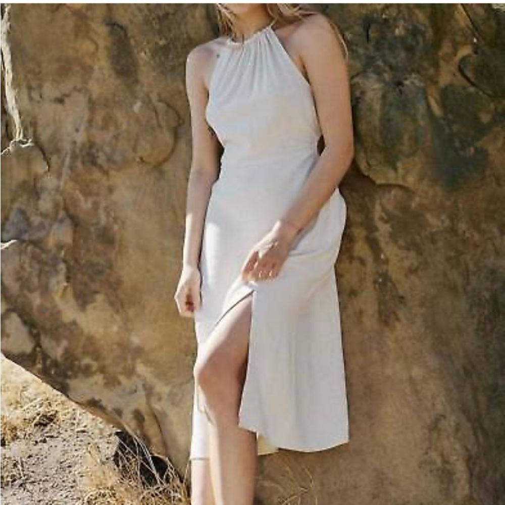 Lucy Paris Pearl Halter Midi Dress